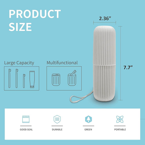 2Pcs Travel Toothbrush Holder, Portable Toothbrush Case for Traveling, Camping, Business Trip and School, Multifuction Plastic Toothbrushes Toothpaste Set with Two Colors（Length：7.7"