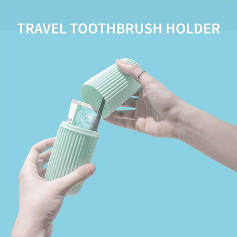 2Pcs Travel Toothbrush Holder, Portable Toothbrush Case for Traveling, Camping, Business Trip and School, Multifuction Plastic Toothbrushes Toothpaste Set with Two Colors（Length：7.7"