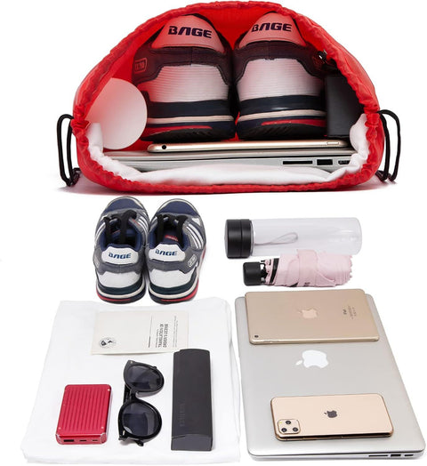 Drawstring Backpacks Bulk 10 Pieces String Bags Customized Bags for Party Gym Sport Trip - Red