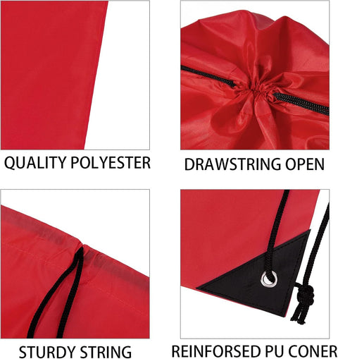 Drawstring Backpacks Bulk 10 Pieces String Bags Customized Bags for Party Gym Sport Trip - Red