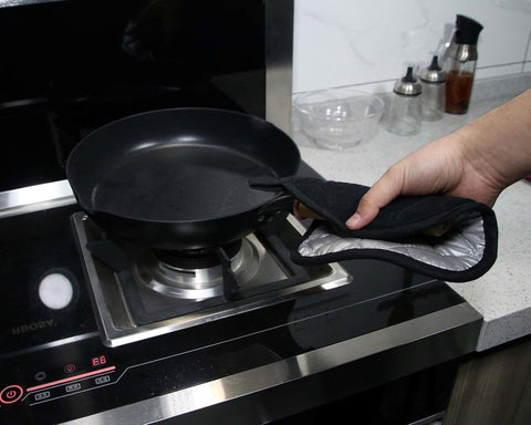 5 PCS Pot Holders for Kitchen, Cotton Potholers with Great Heat Resistance, Hot Pads, Trivets for Cooking and Baking Black