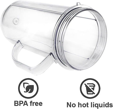 QT Tall 22oz Replacement Part Cup Mug with handle compatible with 250w Magic Bullet On-The-Go Mug