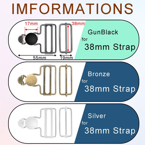 CooBigo 24Pcs 17mm Jeans Bttons + 6Sets 1-1/2" Overalls Buckles for Jeans Suspender Buckles Replacement Bib Pants DIY Sewing Accessories