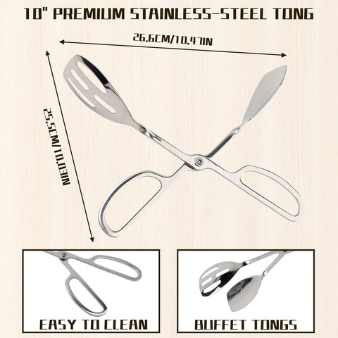 10-Inch Salad Tongs for Serving, Scissor Style Kitchen Tongs for Cooking for Buffet Serving Tongs for Cooking, Grilling, Salad Serving Utensils