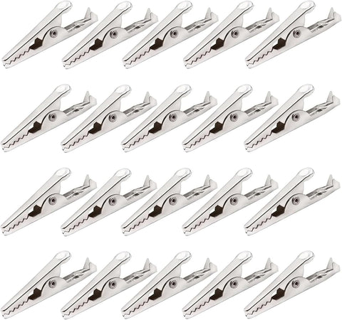 100 Pack Mini Clamps Alligator Clips for Crafts & Electrical, Small Metal Clips for Joints 35 mm Alligator Clamp for Crafting, Gator Clips Clamps Bulk for Crafts Holding (Silver）