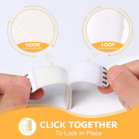 Medium Picture Hanging Strips Heavy Duty,20-Pairs(40 Strips) Sticky Picture Hangers for Walls Hanging Without Nail,Damage Free No Nails Refill Adhesive Poster Frame Mounting, White