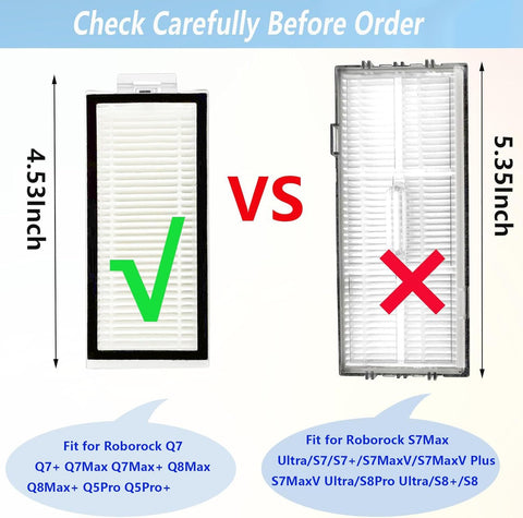 Vacuum Filter Replacement Compatible with Xiaomi Roborock Q7 Q7+ Q7 Max Q7 Max+ Q5 Pro and Q5 Pro+ Robot Vacuum Cleaner (Not Fit for Q5 Q5+ S8 Pro Ultra S8+ S8)