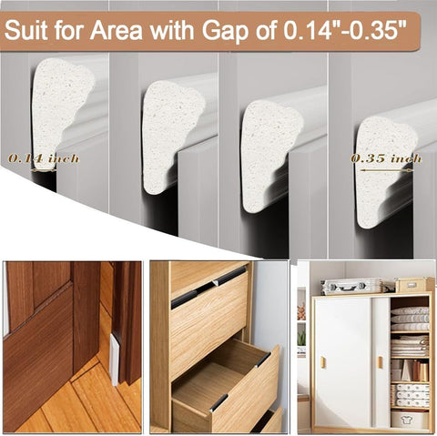 118” Wedge-Shape Foam Window Weather Stripping Door Seal Strip,Soundproofing Frame Winter Insulation Tape for Exterior Front Door,Noise Cancelling Window Inserts,Door Gap Filler Light Blocker,White