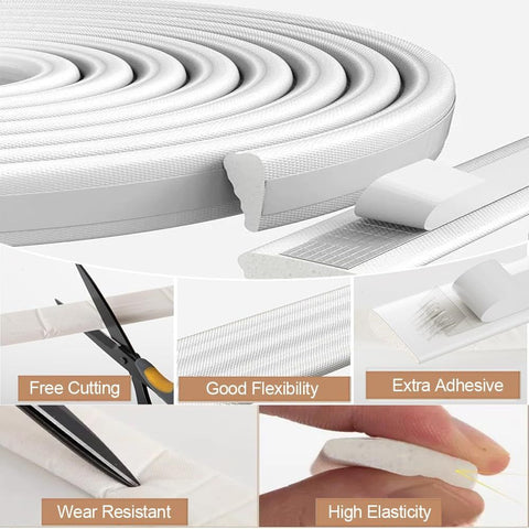 118” Wedge-Shape Foam Window Weather Stripping Door Seal Strip,Soundproofing Frame Winter Insulation Tape for Exterior Front Door,Noise Cancelling Window Inserts,Door Gap Filler Light Blocker,White