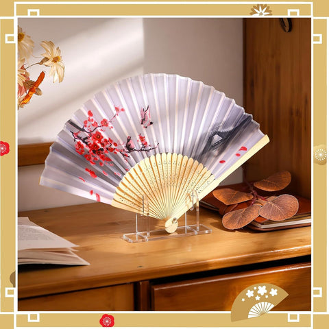 2 Pcs Acrylic Fan Display Stand Folding Clear Fan Holder Easel Japanese Chinese Hand Fan Stand Foldable Handheld Fan Display Stand Base Fan Organizer