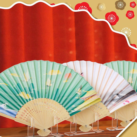 2 Pcs Acrylic Fan Display Stand Folding Clear Fan Holder Easel Japanese Chinese Hand Fan Stand Foldable Handheld Fan Display Stand Base Fan Organizer