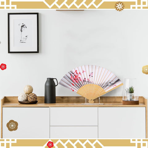 2 Pcs Acrylic Fan Display Stand Folding Clear Fan Holder Easel Japanese Chinese Hand Fan Stand Foldable Handheld Fan Display Stand Base Fan Organizer
