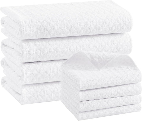 Homaxy Microfiber Waffle Weave Towels Set, 16 x 28 Inch and 12 x 12 Inch and 100% Cotton Waffle Weave Kitchen Dish Cloths