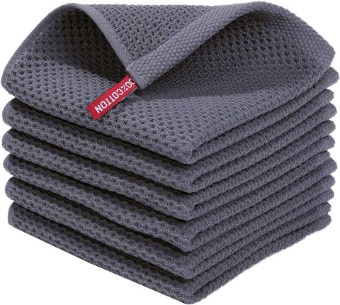 Homaxy Microfiber Waffle Weave Towels Set, 16 x 28 Inch and 12 x 12 Inch and 100% Cotton Waffle Weave Kitchen Dish Cloths