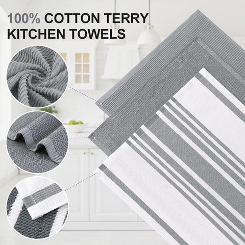 Homaxy Premium Kitchen Towels(18”x 28”, 6 Pack), Large Cotton 380 GSM Kitchen Hand Towels and 100% Cotton Kitchen Towels and Dishcloths Set(12 x 12 & 15 x 25 Inches, Set of 8 Bulk)