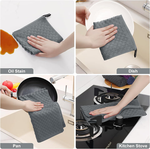 Homaxy 100% Cotton Waffle Weave Kitchen Towels - 4 Pack Soft and Absorbent Dish Towels - 16 x 26 Inches Quick Dry Hand Towels and 100% Cotton Kitchen Towels Set(12 x 12 & 15 x 25 Inches)