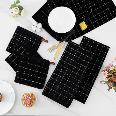 Homaxy Kitchen Towels and Dishcloths Set, 12 x 12 and 13 x 28 Inches, Set of 8 Bulk Cotton Terry Kitchen Towels Set and 100% Cotton Kitchen Towels and Dishcloths Set(12 x 12 & 15 x 25 Inches)