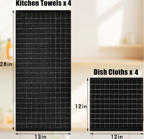 Homaxy Kitchen Towels and Dishcloths Set, 12 x 12 and 13 x 28 Inches, Set of 8 Bulk Cotton Terry Kitchen Towels Set and 100% Cotton Kitchen Towels and Dishcloths Set(12 x 12 & 15 x 25 Inches)