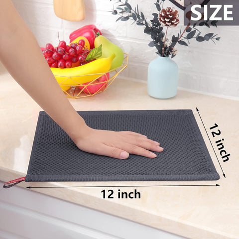 Homaxy 100% Cotton Waffle Weave Kitchen Dish Cloths (12 x 12 Inches, 6-Pack, Dark Grey), Kitchen Towels and Dishcloths Set（ 16 x 25 and 12 x 12 Inches, 8-Pack, Blue/Yellow/Red/Green）