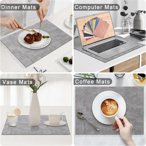 Homaxy Faux Leather Heat Resistant Placemats, 11.8" x 17" Retangle Table Mats with Diameter 13 and 3 Placemats and Coasters.93 inch