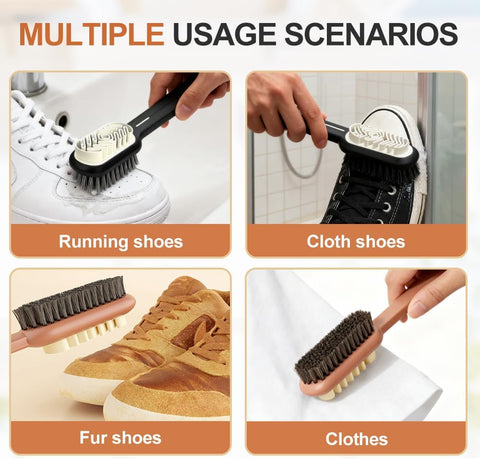 2 in 1 Scrub Suede Shoe Brush, Rubber Polish Eraser with Soft Bristle Brush for Suede Cleaner and Nubuck Brush (Black)