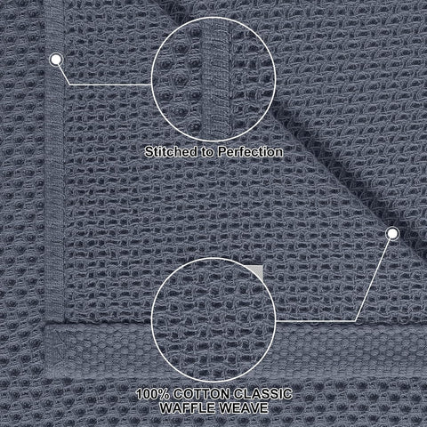 Homaxy 100% Cotton Kitchen Towels and Dishcloths Set, 12 x 12 Inches and 13 x 28 Inches, Set of 8 Bulk Kitchen Towels Set and Terry Kitchen Towels(15" x 25", 6 Pack, Dark Grey)