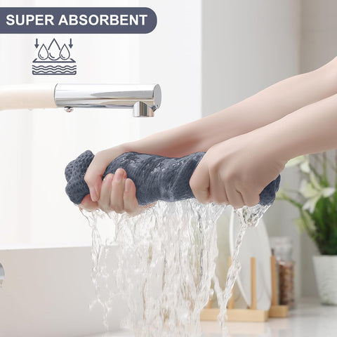Homaxy 100% Cotton Kitchen Towels and Dishcloths Set, 12 x 12 Inches and 13 x 28 Inches, Set of 8 Bulk Kitchen Towels Set and Terry Kitchen Towels(15" x 25", 6 Pack, Dark Grey)