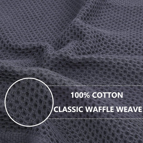Homaxy 100% Cotton Waffle Weave Kitchen Dish Cloths(12 x 12 Inches, 6-Pack, Dark Grey), Ultra Soft Absorbent Quick Drying Dish Towels and Terry Kitchen Towels(15" x 25", 6 Pack, Dark Grey)