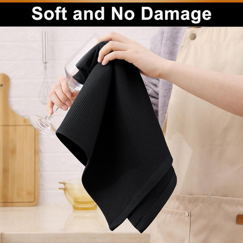 Homaxy 100% Cotton Waffle Weave Kitchen Towels - 4 Pack Soft and Absorbent Dish Towels - 16 x 26 Inches and Terry Kitchen Towels(15" x 25", 6 Pack, Dark Grey)