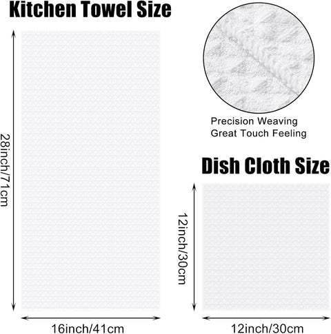 Homaxy Microfiber Waffle Weave Kitchen Towels Set(16 x 28 Inches and 12 X 12 Inches, 8 Pack, White) and Terry Kitchen Towels(15" x 25", 6 Pack, Dark Grey)