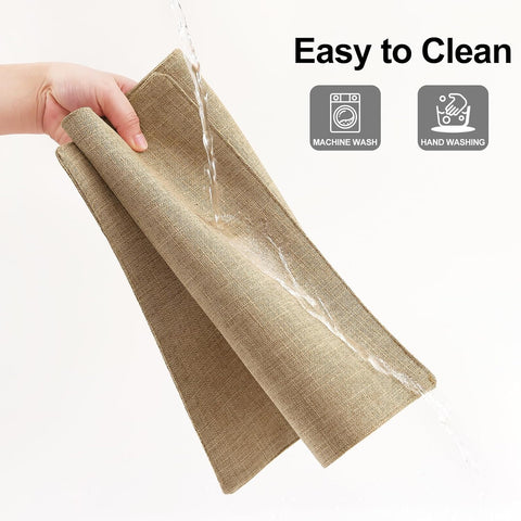 Homaxy Cloths Placemats for Dining Table Set of 6(13" x 19", Flaxen), Heat Resistant Washable Cotton Linen Blend Table Mats and Terry Kitchen Towels(15" x 25", 6 Pack, Dark Grey)