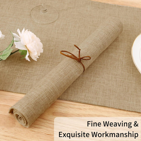 Homaxy Cloths Placemats for Dining Table Set of 6(13" x 19", Flaxen), Heat Resistant Washable Cotton Linen Blend Table Mats and Terry Kitchen Towels(15" x 25", 6 Pack, Dark Grey)