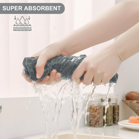 Homaxy 100% Cotton Dish Cloths, 8 Pack - 12 x 12 Inches, Waffle Weave Super Soft and Terry Kitchen Towels(15" x 25", 6 Pack, Dark Grey)