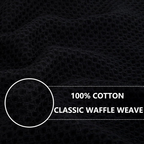 Homaxy 100% Cotton Waffle Weave Kitchen Dish Cloths, 12x12 Inches, 6-Pack, Black Kitchen Towels and Dishcloths Set, Black & Grey