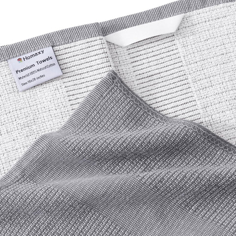 Homaxy 100% Cotton Dish Cloths, 8 Pack - 12 x 12 Inches, Black and Flat and Terry Dish Towels(18”x 28”, 6 Pack), Large Cotton Kitchen Hand Towels