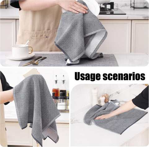 Homaxy 100% Cotton Dish Cloths, 8 Pack - 12 x 12 Inches, Black and Flat and Terry Dish Towels(18”x 28”, 6 Pack), Large Cotton Kitchen Hand Towels
