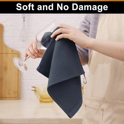 Homaxy Kitchen Towels and Dishcloths Set, 12 x 12 Inches and 18 x 28 Inches, Set of 12 Bulk Cotton Kitchen Towels Set, Ultra Soft Absorbent Dish Towels for Washing Dishes, Grey & Dark Grey
