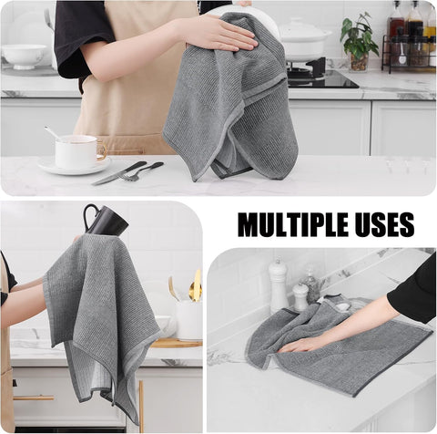 Homaxy Set of 8 Bulk Kitchen Towels Set, 12 x 12 Inches and 13 x 28 Inches, and Large Cotton Kitchen Hand Towels(18”x 28”, 6 Pack), Flat and Terry Dish Towels