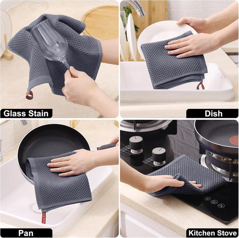 Homaxy Set of 8 Bulk Kitchen Towels Set, 12 x 12 Inches and 13 x 28 Inches, and Large Cotton Kitchen Hand Towels(18”x 28”, 6 Pack), Flat and Terry Dish Towels