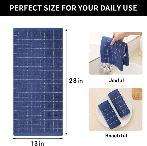 Homaxy Kitchen Towels Set, 13 x 28 inches and 12 x 12 Inches, Set of 10 Bulk Cotton Kitchen Towels Set, Ultra Soft Absorbent Dish Towels for Washing Dishes, Navy Blue