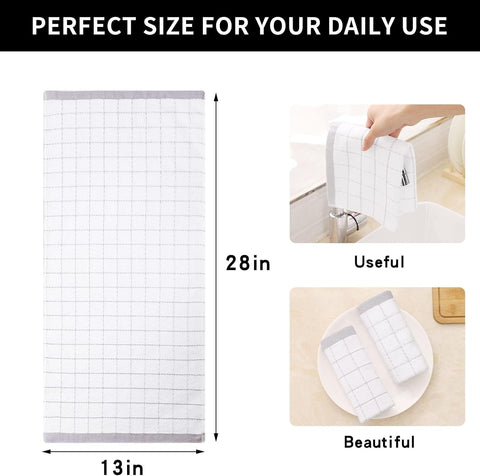 Homaxy Kitchen Towels, 16 x 28 Inches and 13 x 28 Inches, Set of 8 Bulk Cotton Kitchen Towels Set, Ultra Soft Absorbent Dish Towels for Washing Dishes, White