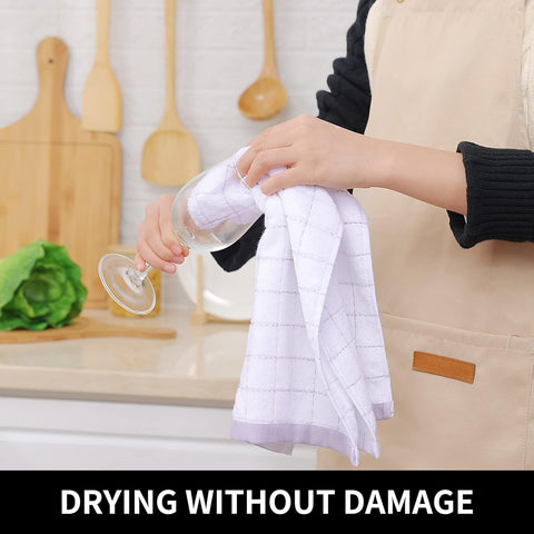 Homaxy 10-Pack Cotton Kitchen Towels Set, 12 x 12 Inches and 13 x 28 Inches, White, Ultra Soft Absorbent Dish Towels for Washing Dishes, Waffle Weave, Lint-Free, Machine Washable