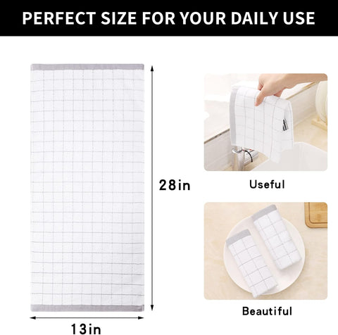 Homaxy Kitchen Towels and Dishcloths Set, 12 x 12 Inches and 13 x 28 inches, Set of 10 Bulk Cotton Kitchen Towels Set, Ultra Soft Absorbent Dish Towels for Washing Dishes, White & Dark Grey