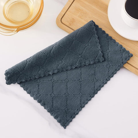 Homaxy 12 Pack Kitchen Coral Velvet Dish Cloths(10 x 10 Inches, Dark Grey) and 100% Cotton Waffle Weave Kitchen Dish Cloths 12x12 Inches 6-Pack Dark Grey
