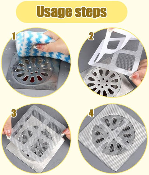 Disposable Floor Drain Filter Stickers, Disposable Shower Drain Hair Catcher to Prevent Clogged Drains, for Kitchen, Sink,Bathtub and Bathroom Drains (20 pcs)