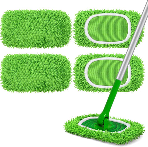 4+6 Pack Reusable Microfiber Mop Pads Compatible with Swiffer Sweeper- Dry Sweeping Cloths & Wet Mopping Cloths - Washable Wet Pads Refill for Mopping Floors (Mop is not Included)