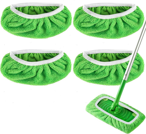 4+4 Reusable Microfiber Mop Pads Compatible with Swiffer Sweeper- Dry Sweeping Cloths & Wet Mopping Cloths - Washable Wet Pads Refill for Mopping Floors (Mop is not Included)