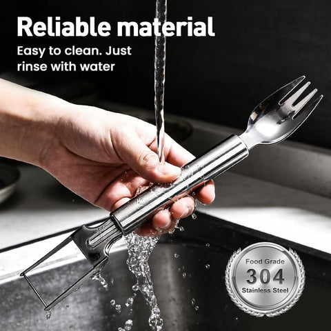 2-in-1 Stainless Steel Fruit Cutter, Upgraded Watermelon Slicer Tool, Portable Fruit Forks for Home, Kitchen and Camping (2 Pcs)
