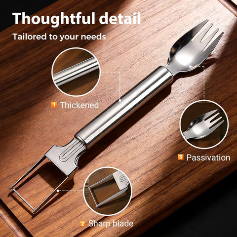 2-in-1 Stainless Steel Fruit Cutter, Upgraded Watermelon Slicer Tool, Portable Fruit Forks for Home, Kitchen and Camping (2 Pcs)