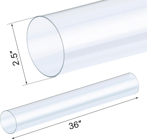 Xadnitu 4 Pieces 2-1/2" x 36" Clear Rigid Pipes, Plastic Round Tubes with Strap Clamps for Home, Garden, Woodworking, DIY Dust Collection System